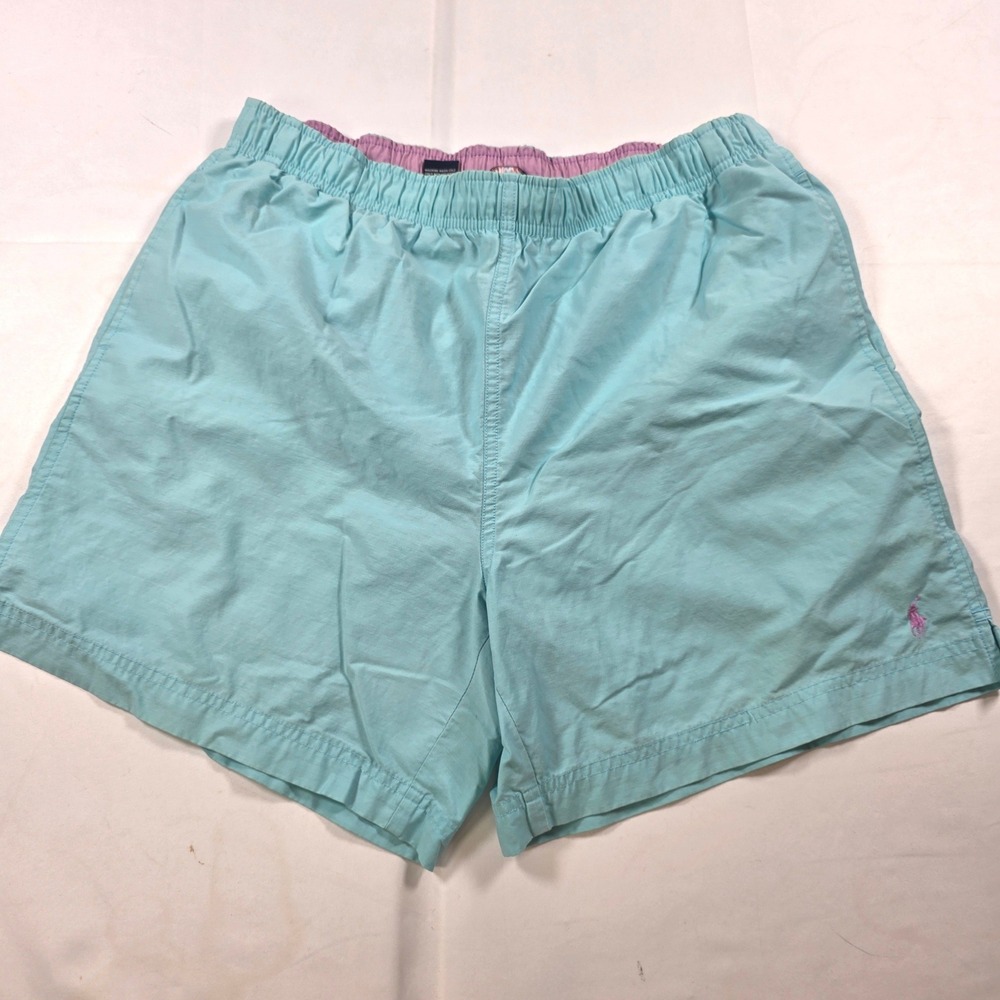 Polo Sport Ralph Lauren Mens Swim Trunks Light Blue Purple Pony Logo Size M